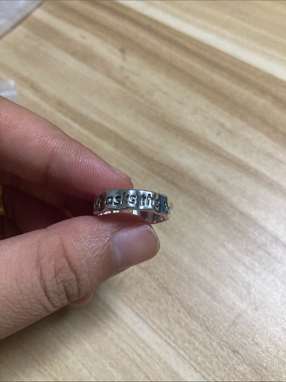 Silver Inspirational Text Band Ring - Silver